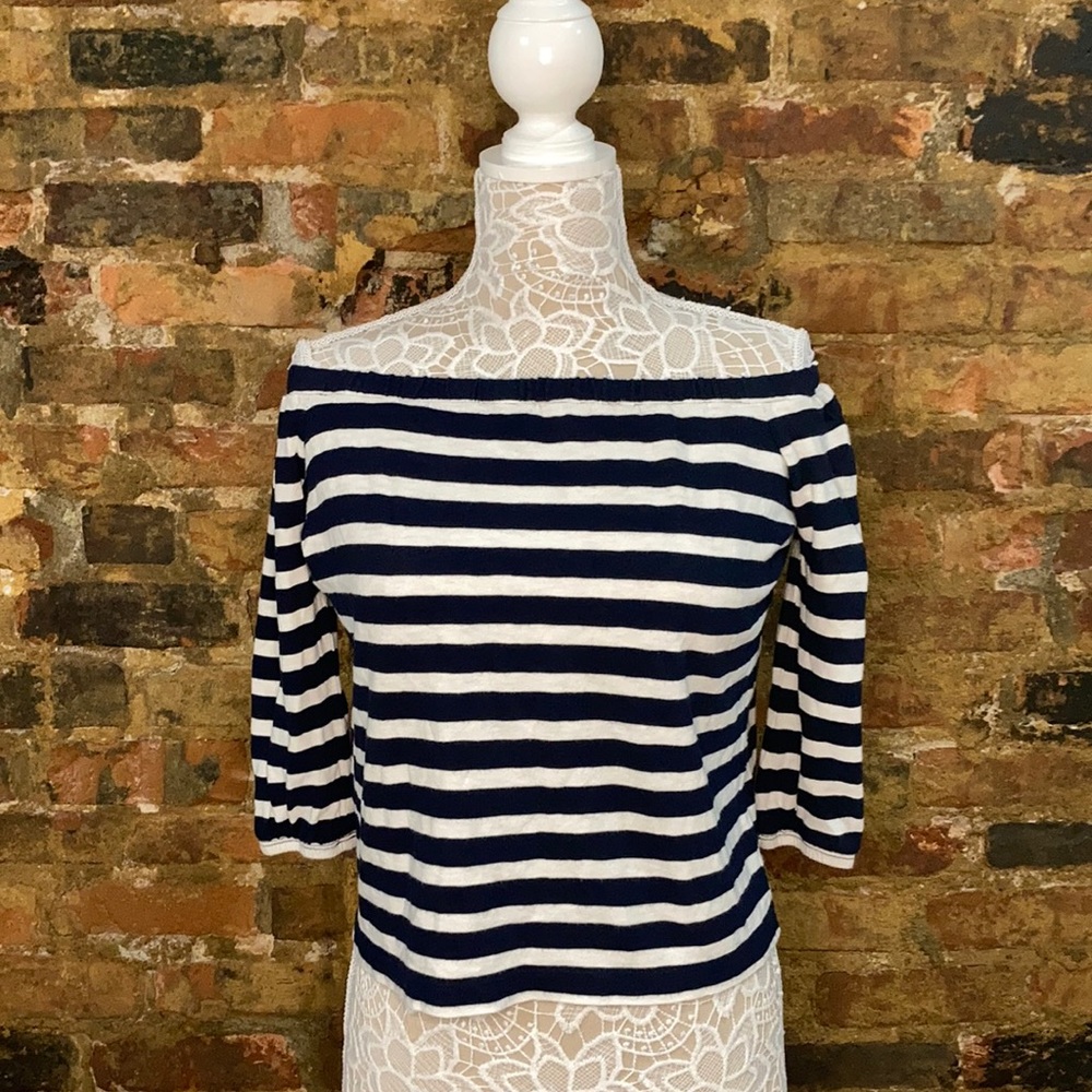 J. Crew Cold Shoulder Striped Tee (Size XXS)